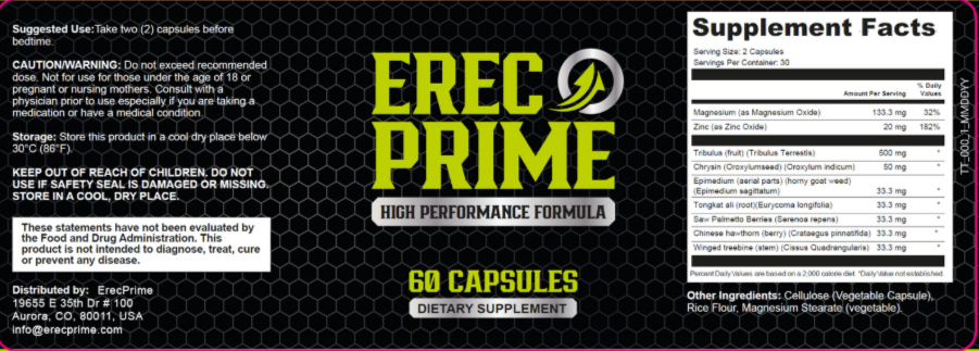 Erecprime supplement Facts