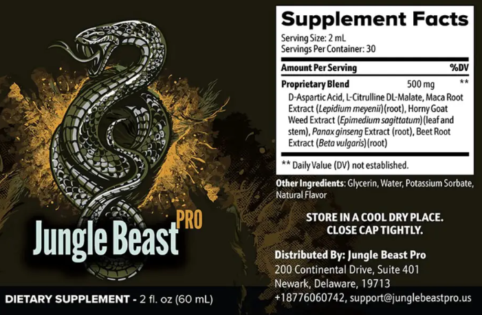 Jungle-Beast-Pro Supplement Facts