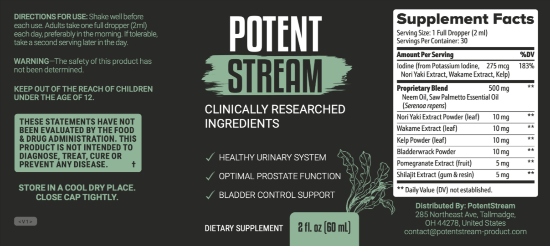PotentStream Supplement Facts