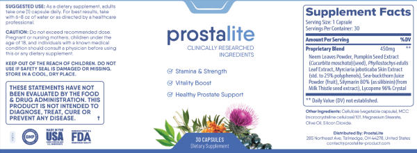 ProstaLite supplement fact