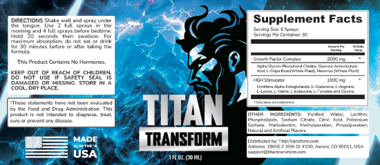 TITAN-TRANSFORM supplement Facts