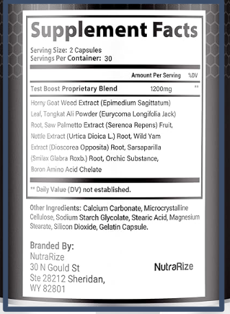 VirilWood Supplement Facts